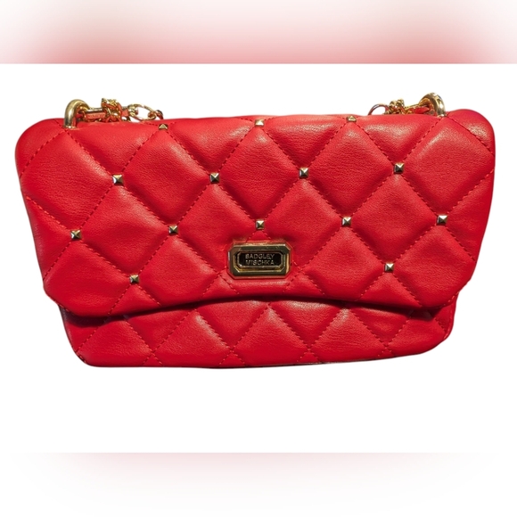 Badgley Mischka Red Quilted Clutch with Gold Chain - Picture 1 of 7